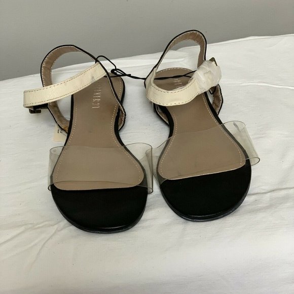 F21 Sandal Size 6 NWT Black,Clear,White - Picture 1 of 5